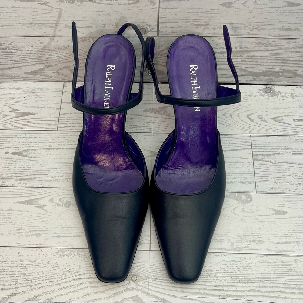 Ralph Lauren Dark NavyHeels with Purple Insole Size 7